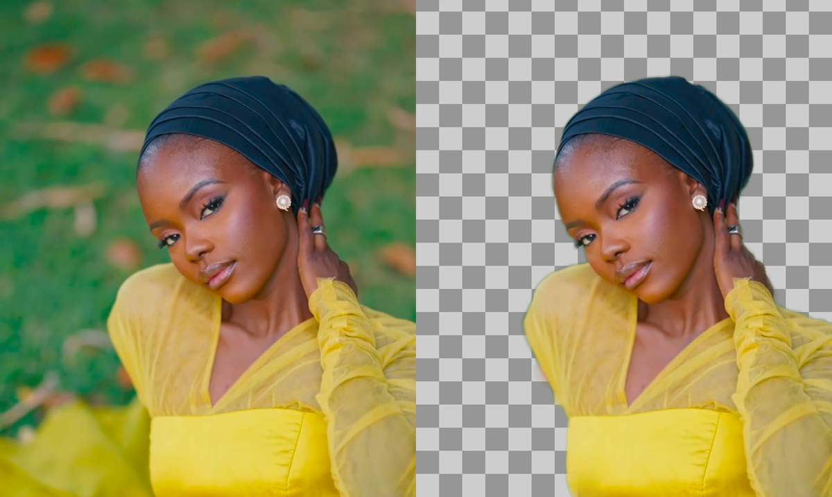 A clip before and after background removal