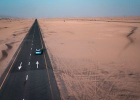A desert road from above